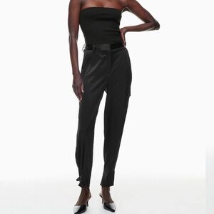 Aritzia Babaton Refined Satin Cargo Pants Black Size 4